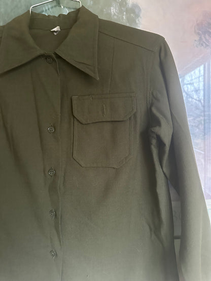 50s Green Wool Military Shirt