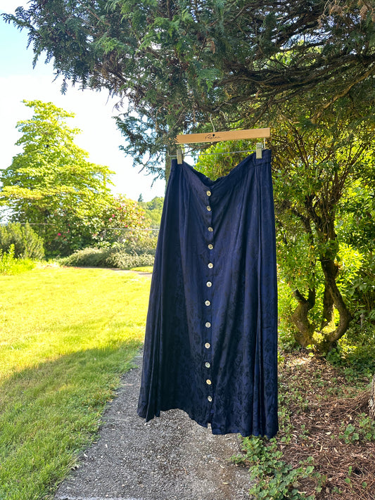 90s Blue Satin Skirt