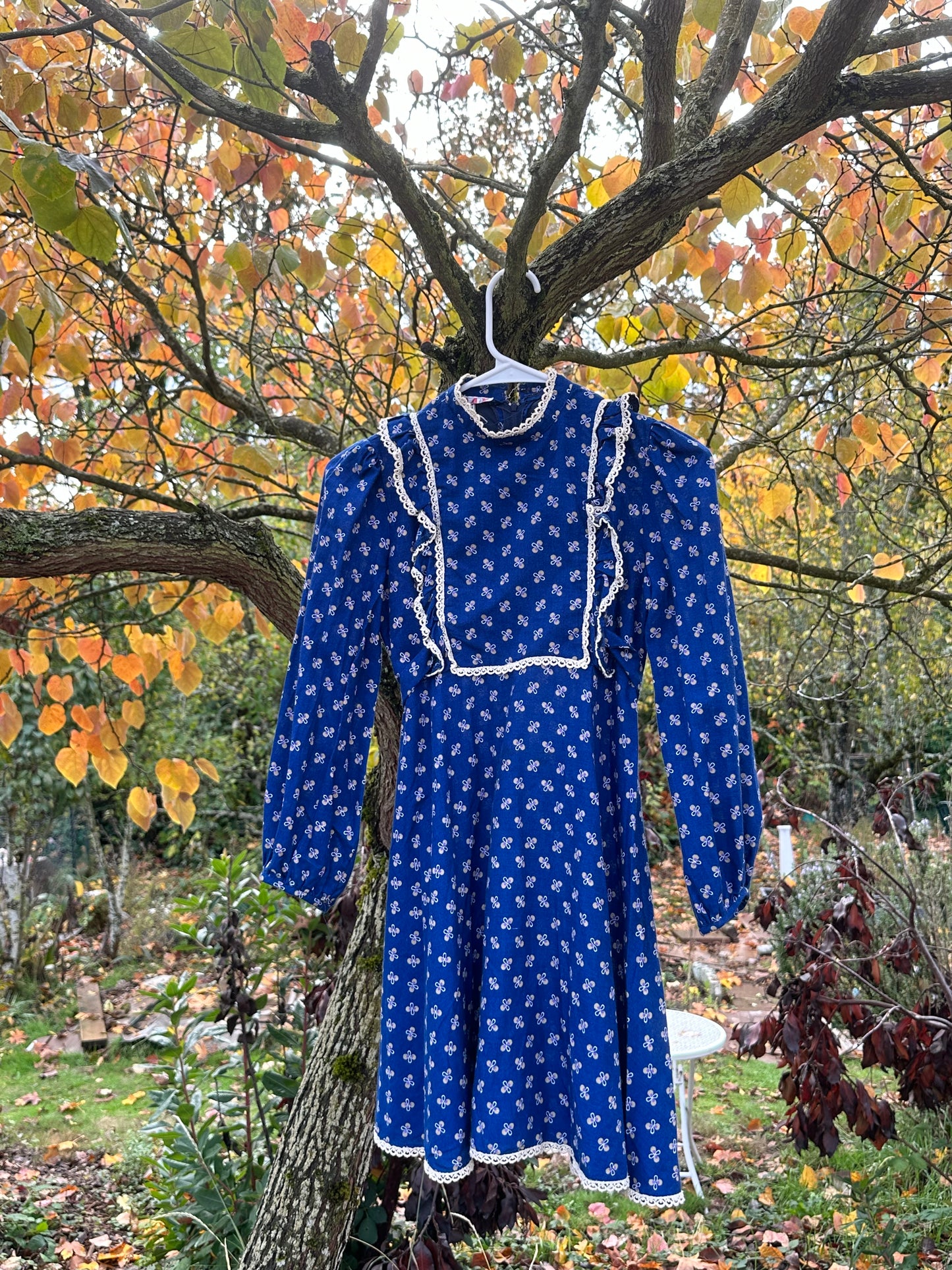 70s Blue Prairie Dress