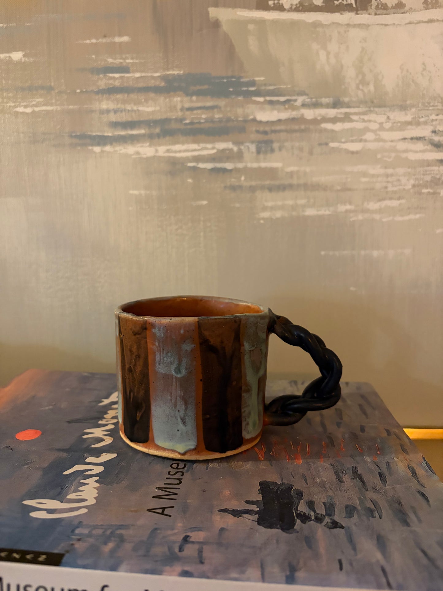 Handmade Stripe twist handle Mug