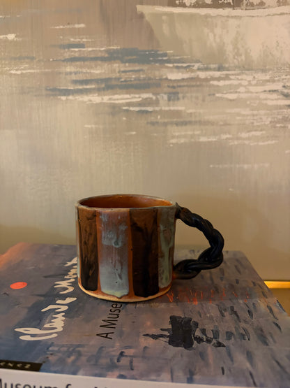 Handmade Stripe twist handle Mug