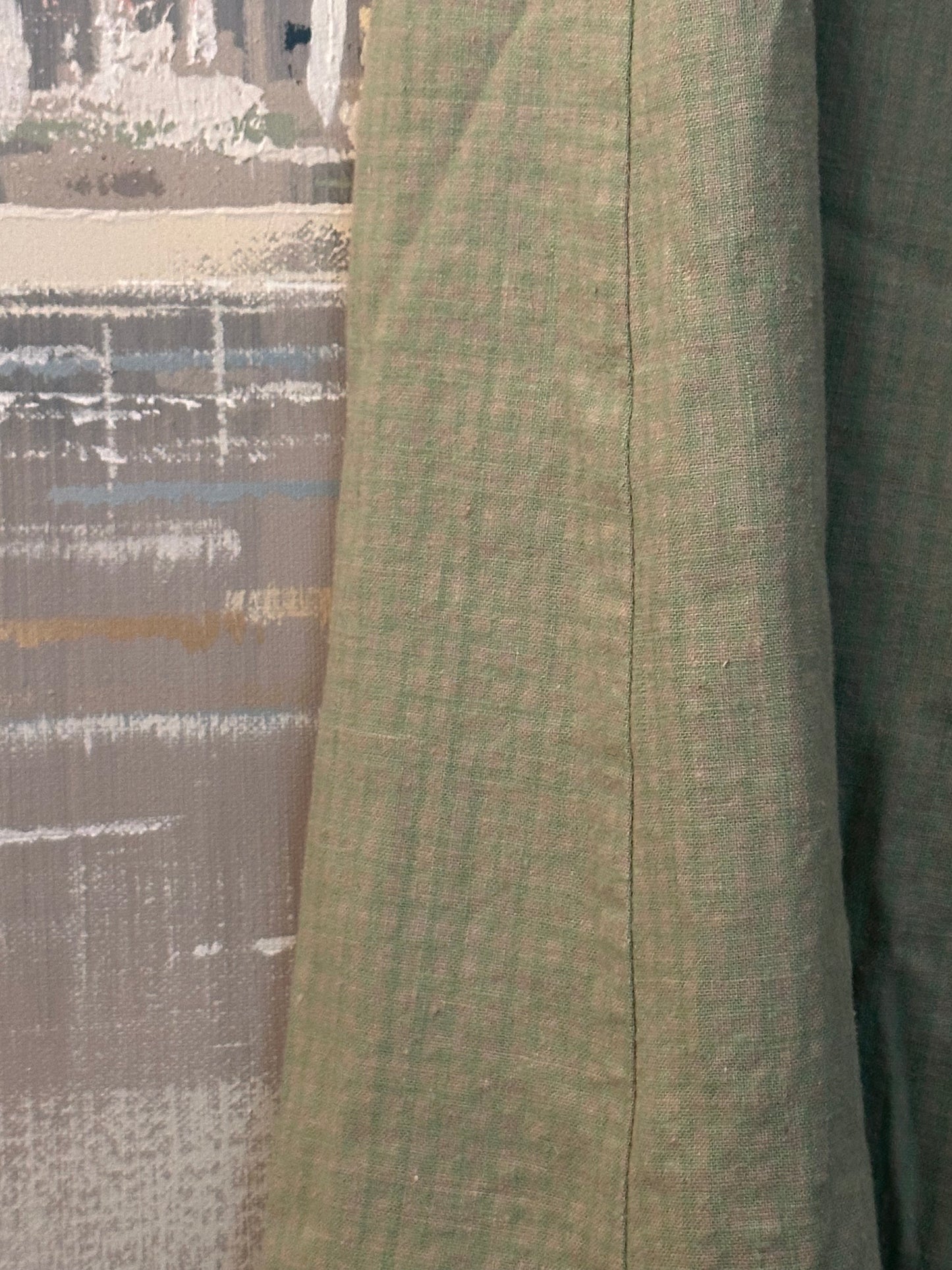 90s Green Linen Wrap Skirt