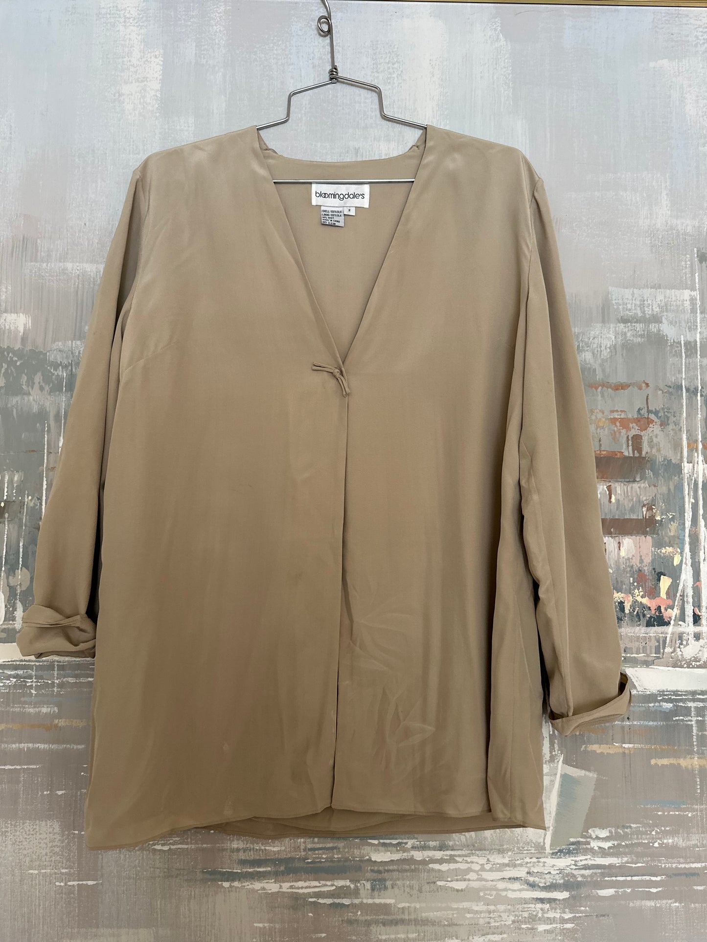 90s Tan Silk Bloomingdale’s Top