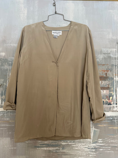 90s Tan Silk Bloomingdale’s Top