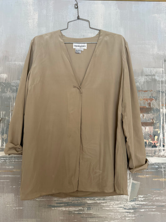 90s Tan Silk Bloomingdale’s Top