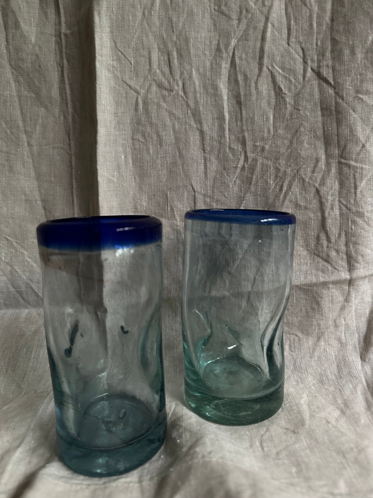 Mexican Blown Glass Pinched Tumblers