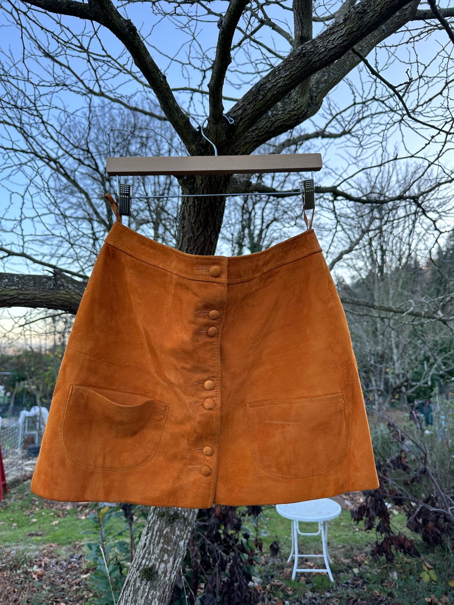 60s Orange Suede Mini Skirt
