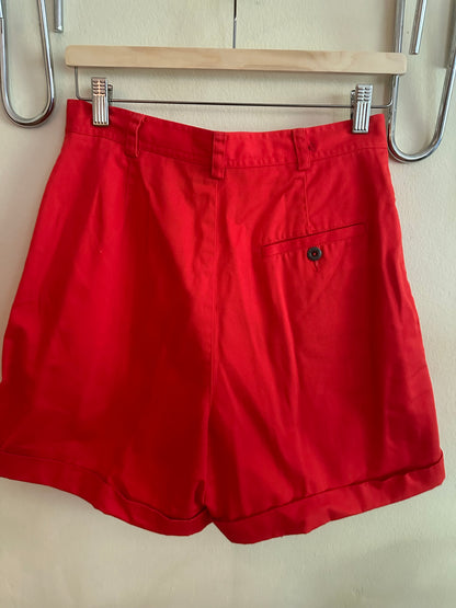 90s Red Pleated Shorts