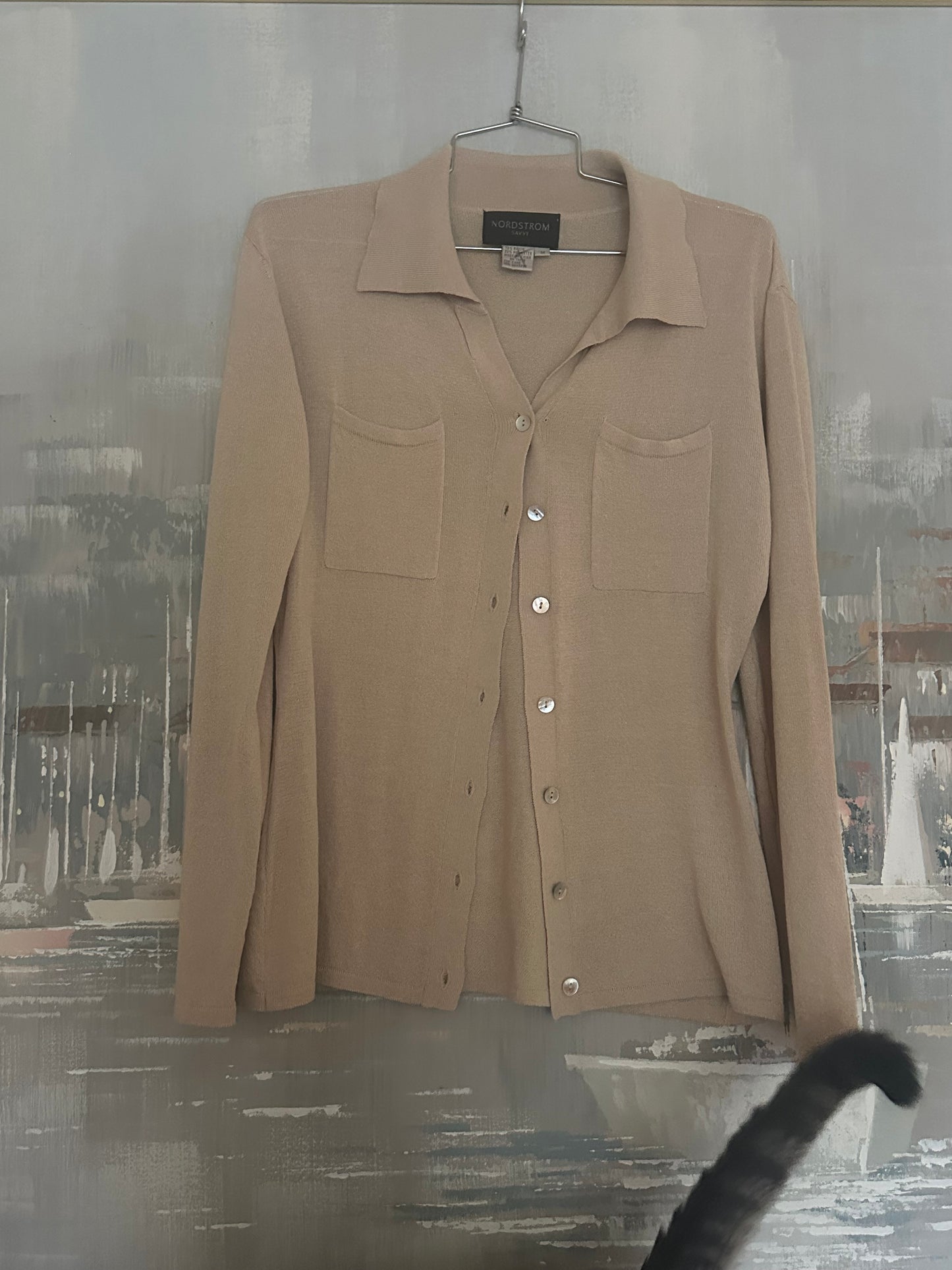 90s Tan Knit Button Up - Nordstrom