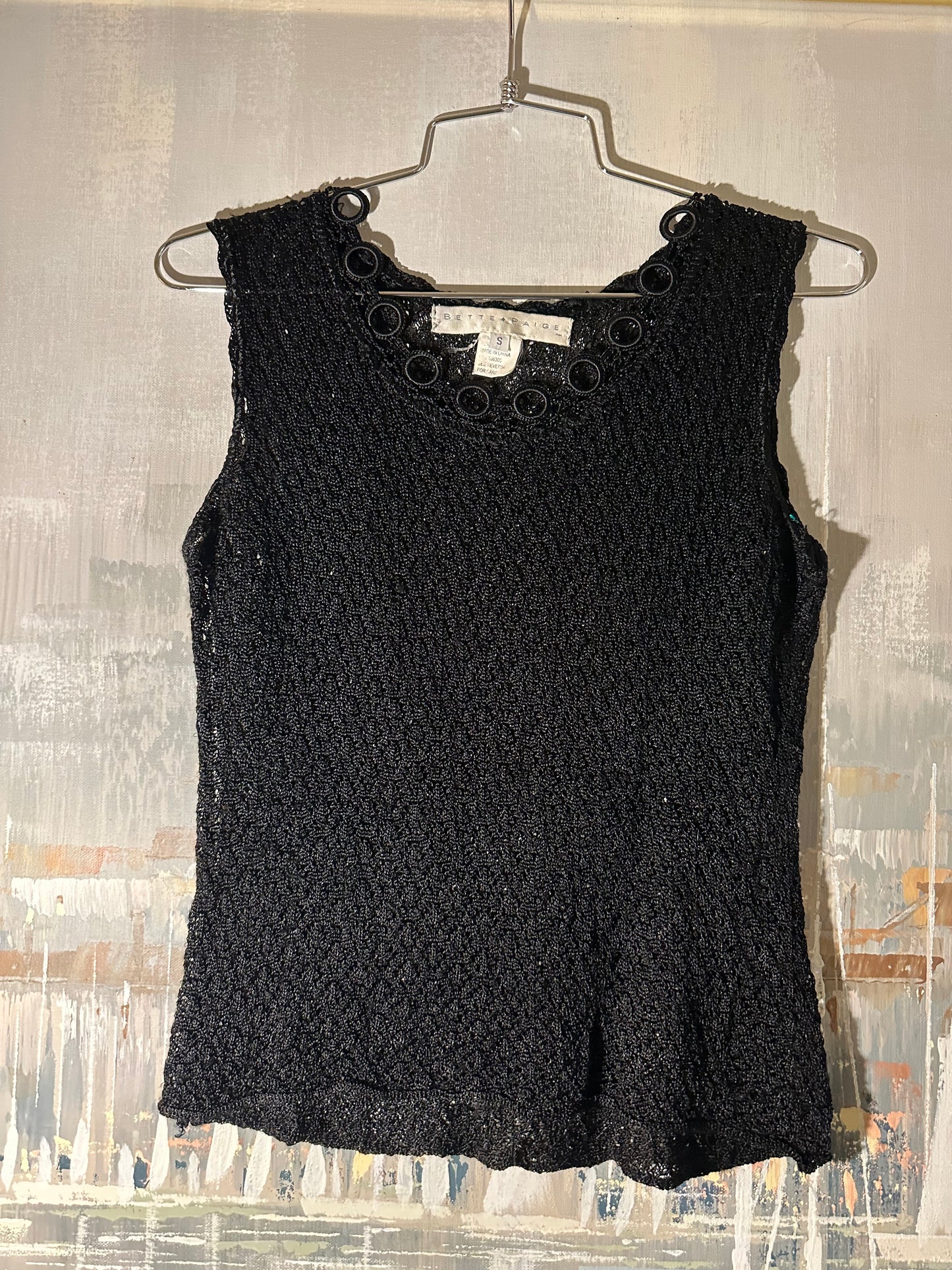 90s Black Crochet Tank Top