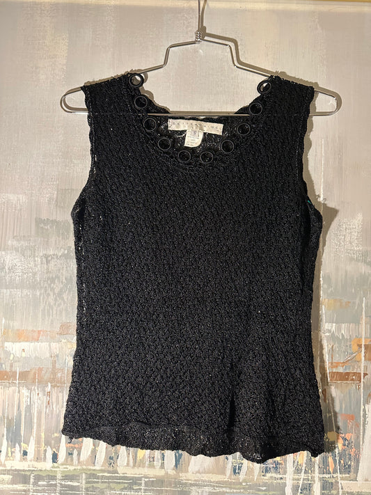 90s Black Crochet Tank Top