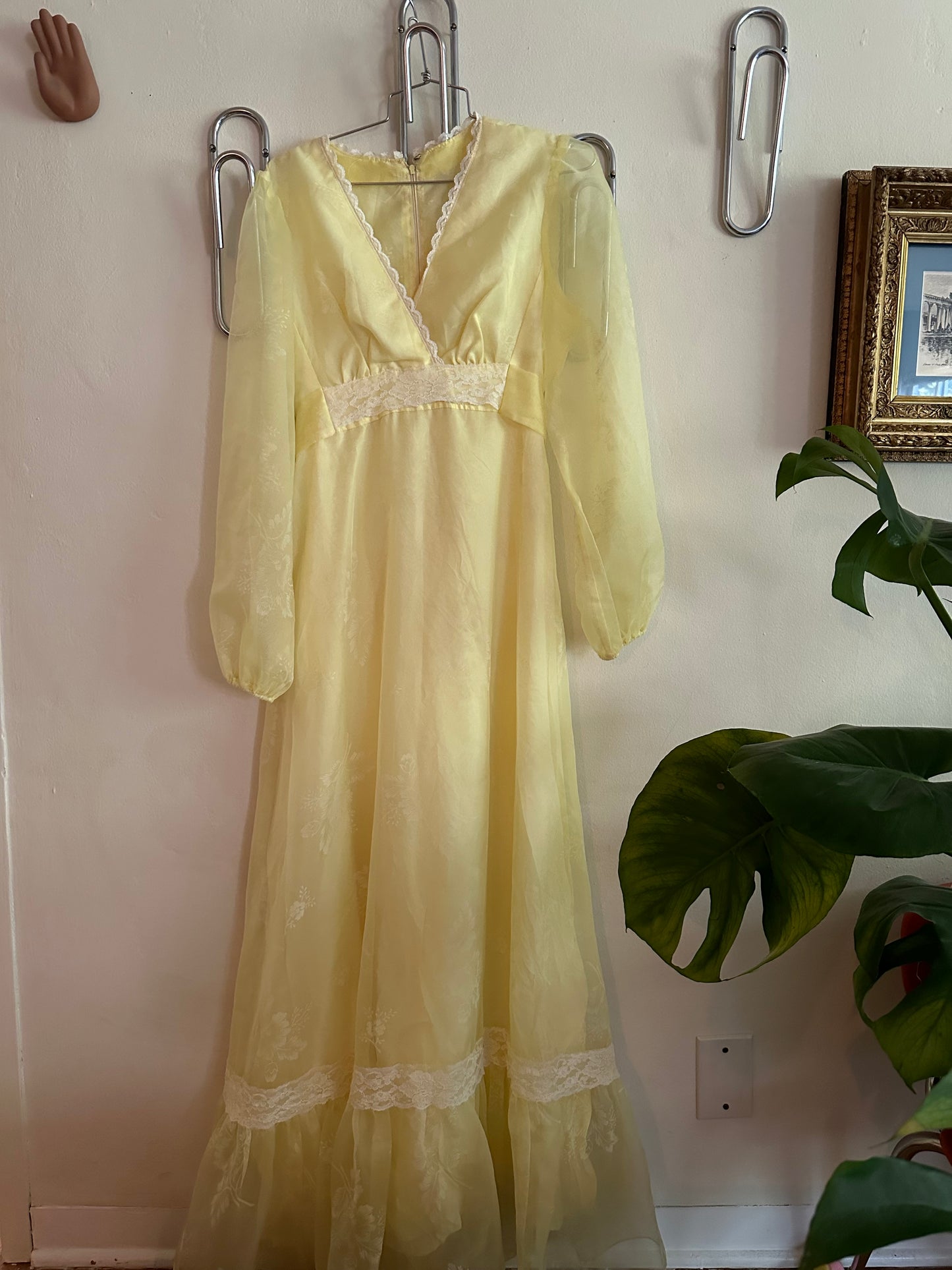 70s Yellow Chiffon Dress