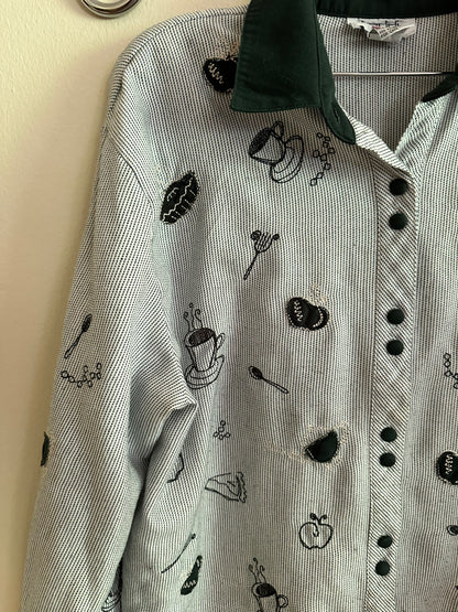 90s Green Embroidered Snack Shirt