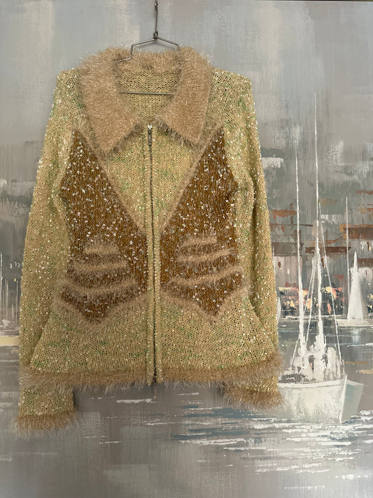 Y2K Fuzzy Zip Cardigan