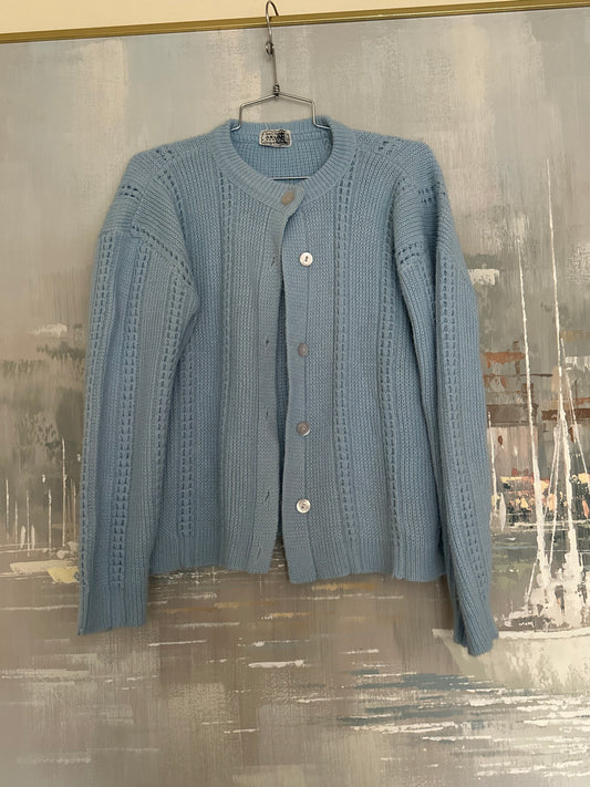 60s blue cardigan -Orlon
