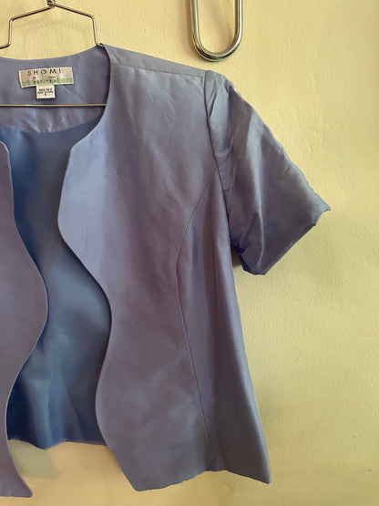 90s Blue Silk Squiggle top