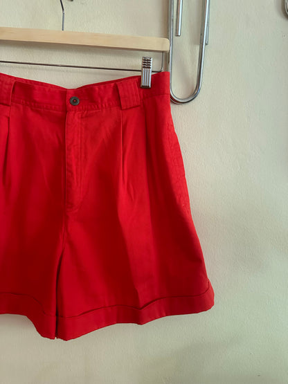 90s Red Pleated Shorts