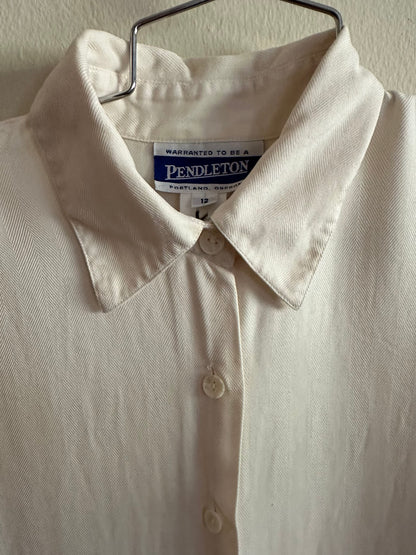 90s White Silk Button Down Pendleton