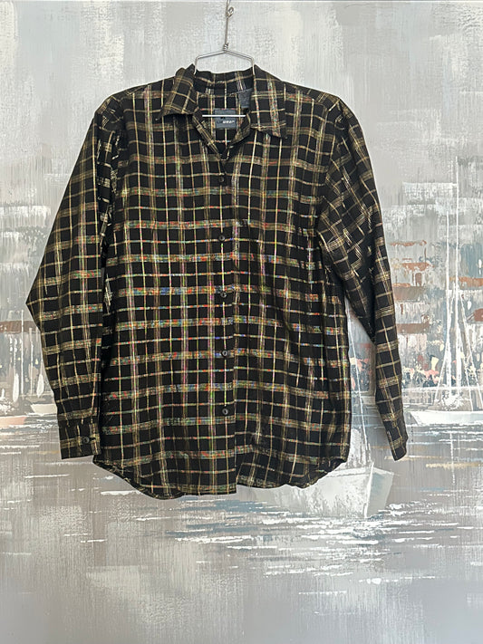 90s Black and Gold Cotton Shirt