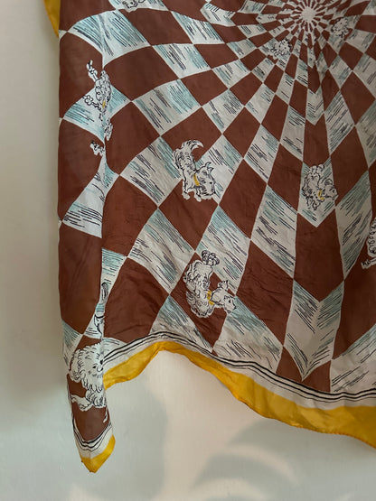 50s Scarf: Checkered Dogs