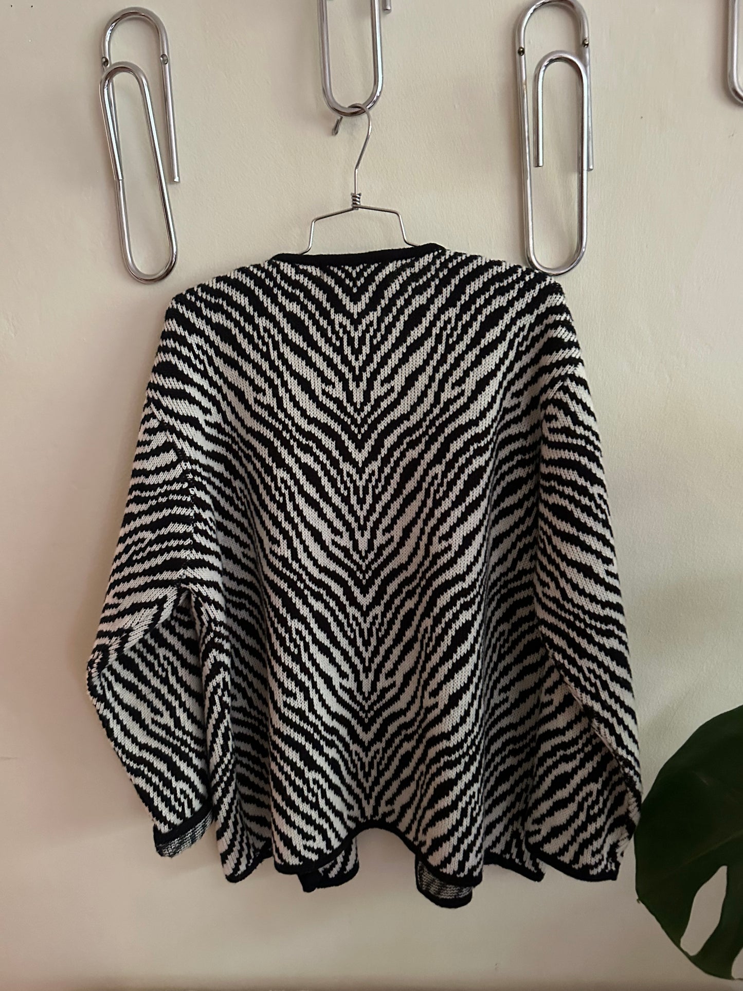 80s Zebra Print Wool Blend Cardigan