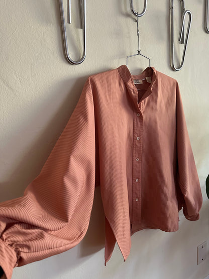 70s Pink/Salmon Striped Blouse