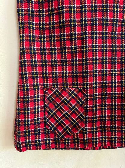 60s/70s Red Plaid Jumper or Longline Top