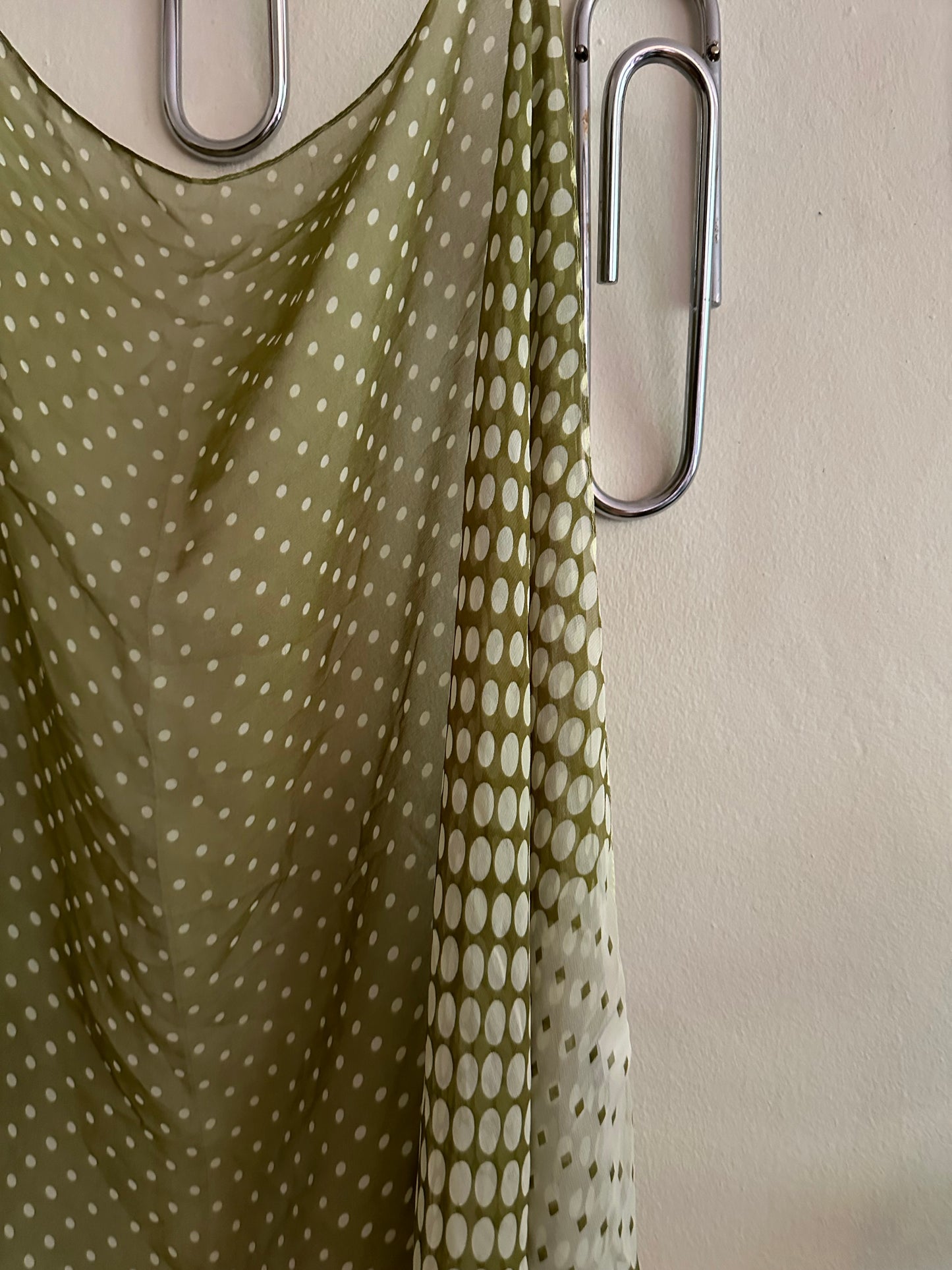 Scarf: Green Silk Polka Dot