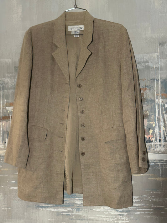 90s Tan Linen Saks Fifth Avenue Blazer