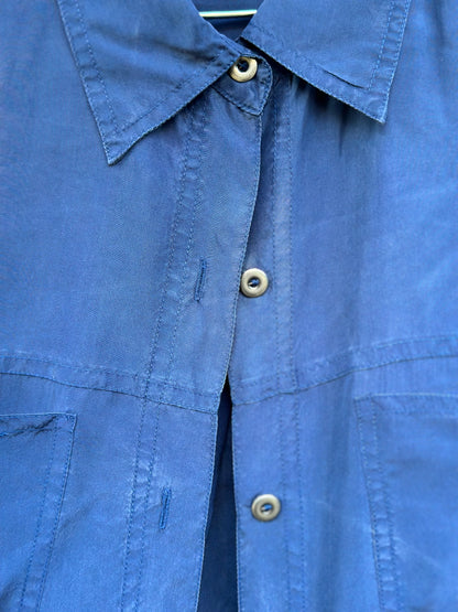 90s Blue Silk Gloria Vanderbilt Shirt