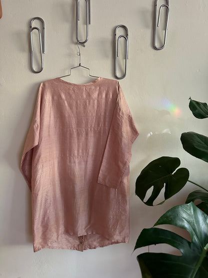 80s/90s Pink Raw Silk Dress:  J Morgan Puett