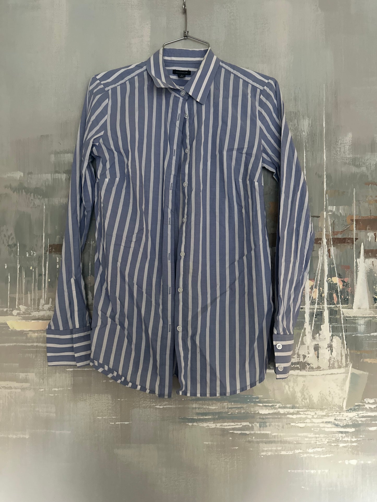 Y2K blue stripe shirt - Ann Taylor