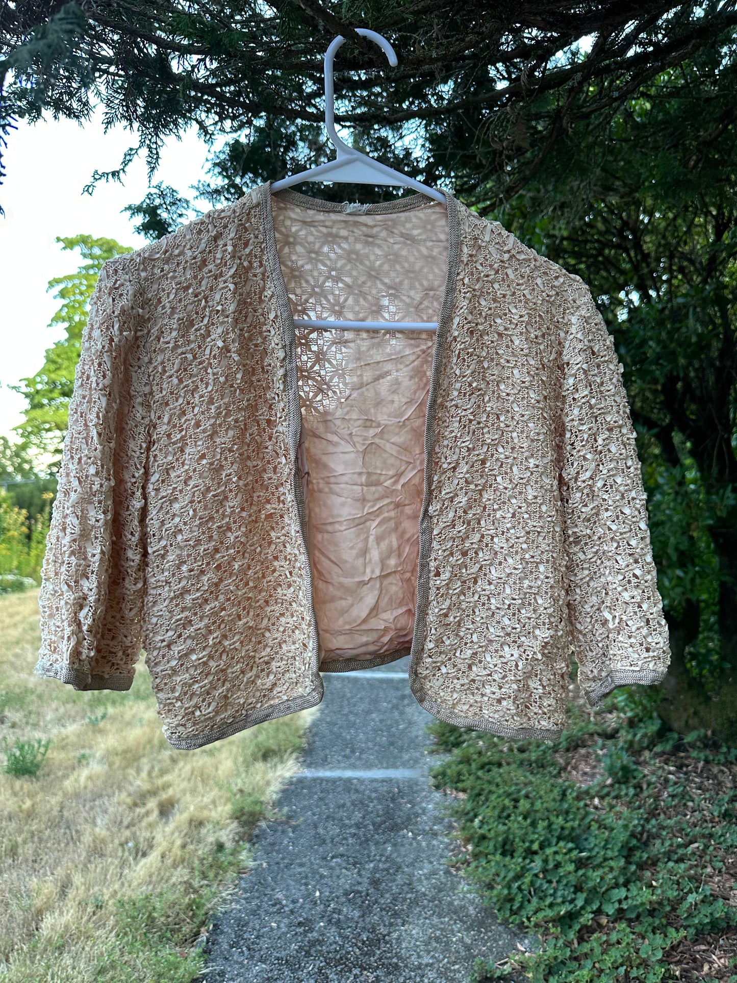 60s Pink Woven Cardigan