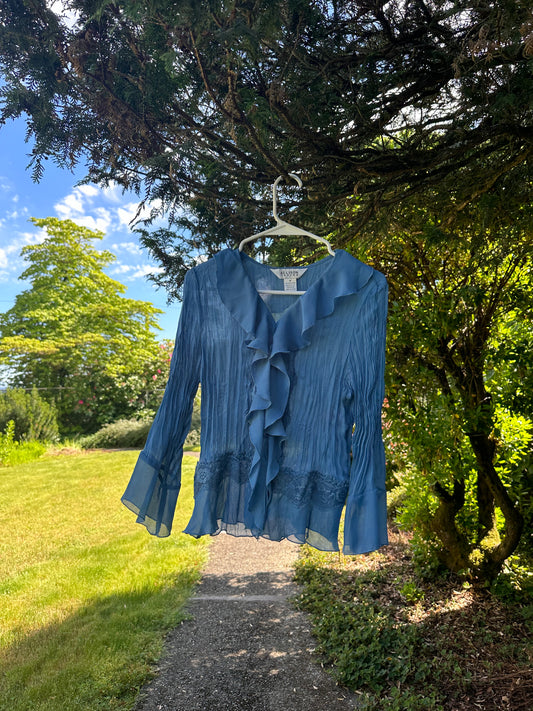 Y2K Blue Frilly Shirt