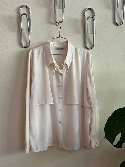 90s White Double Layer Button Down