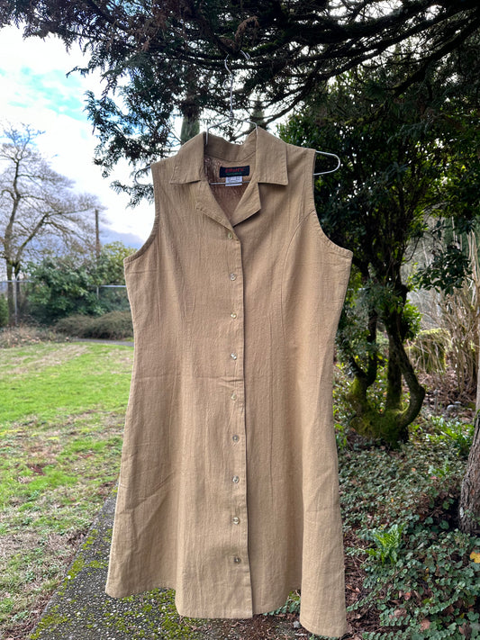 90s Tan Hemp/Cotton Dress