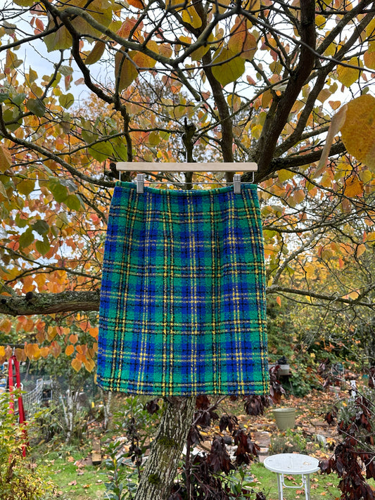 90s Blue Plaid Skirt