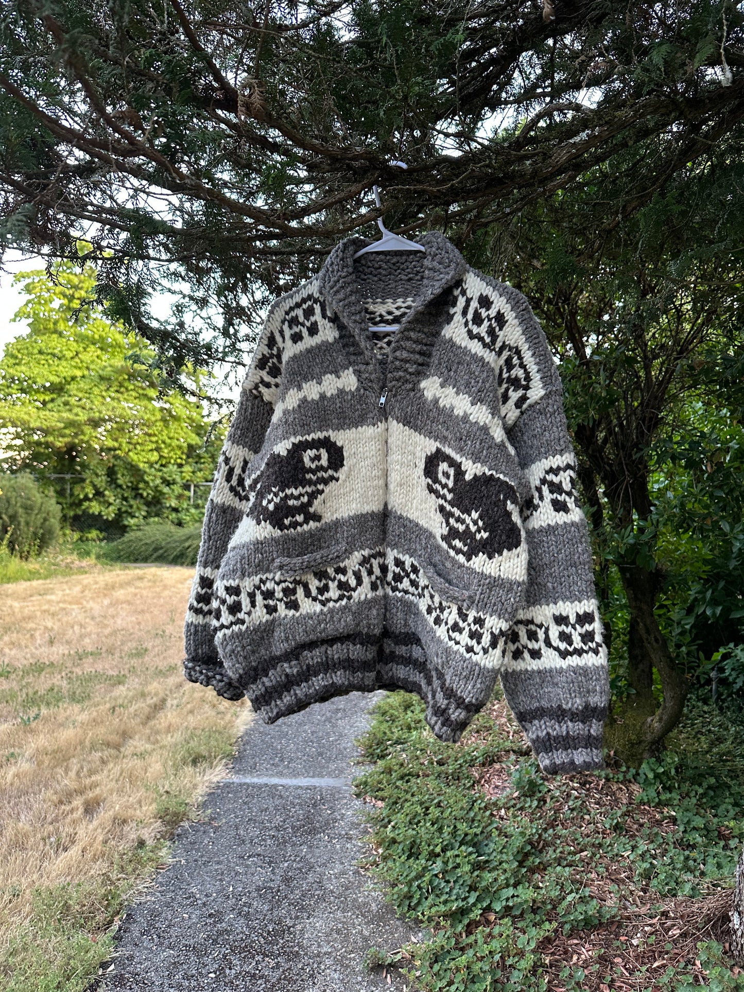 Wool Cowichan Sweater Whales