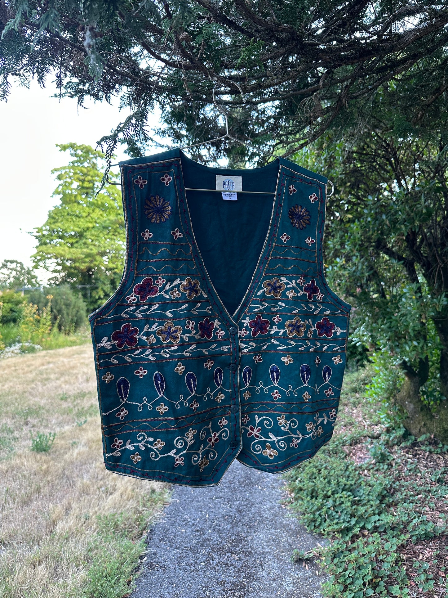 80s/90s Green Embroidered Vest