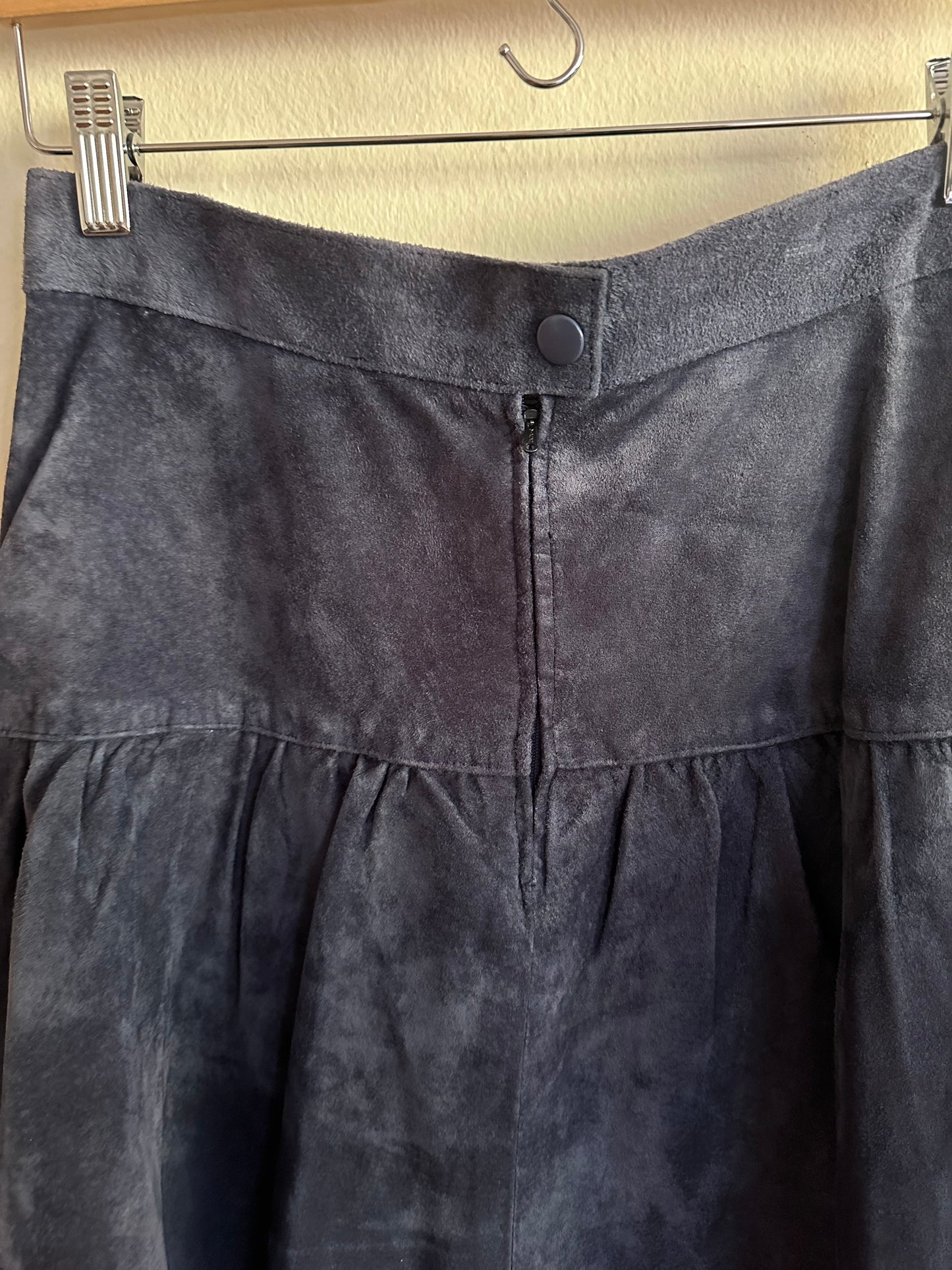 70s/80s Blue Suede Drop Waist Skirt