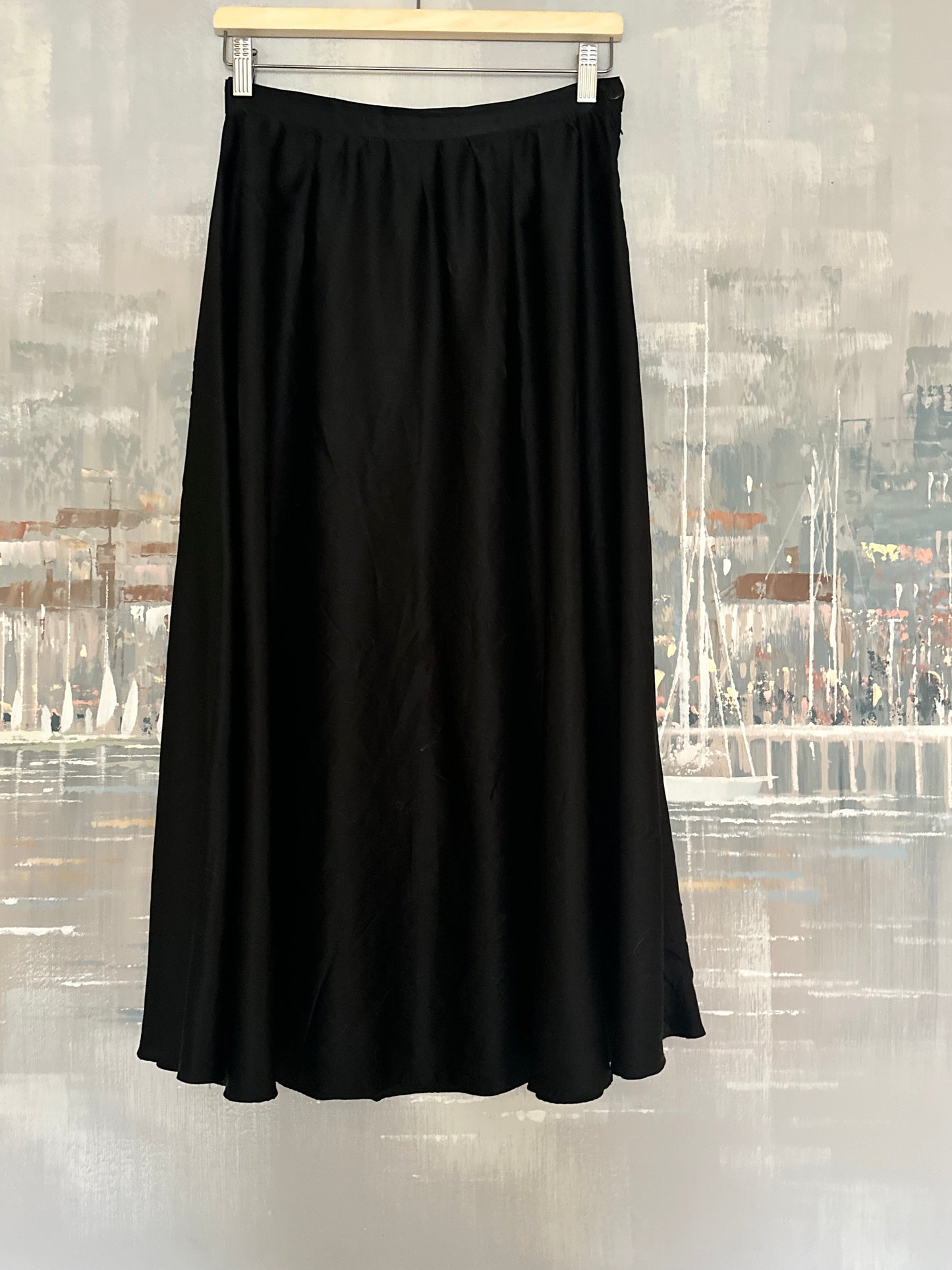 90s Black Silk Skirt