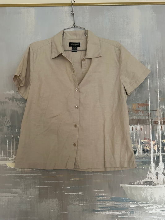 90s Tan Eddie Bauer Linen/cotton Shirt