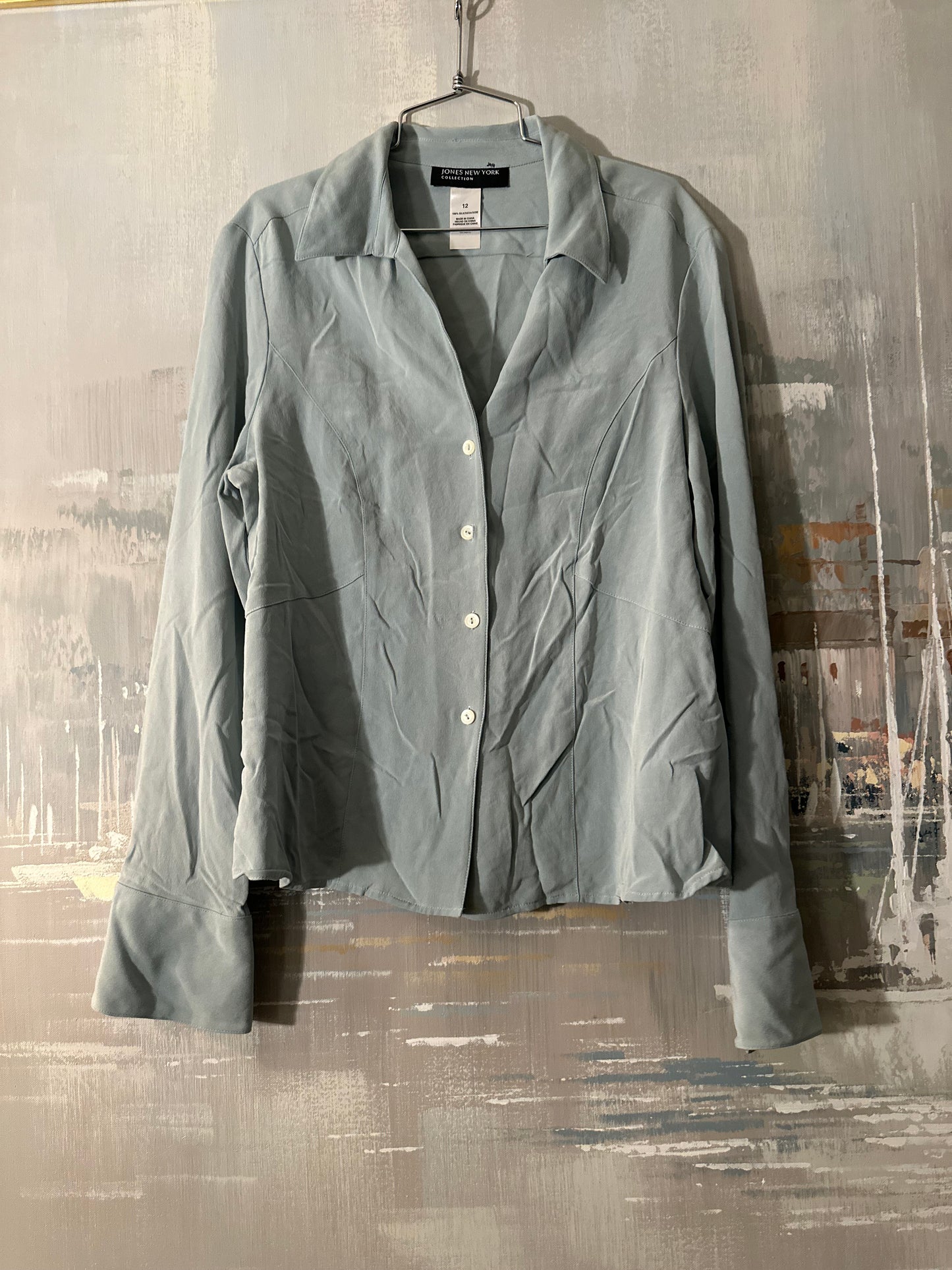 90s/Y2K Blue Silk Shirt - Jones New York