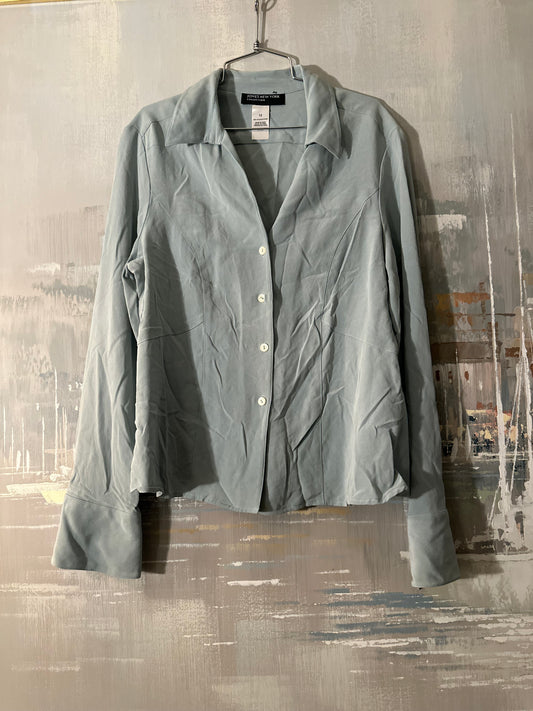 90s/Y2K Blue Silk Shirt - Jones New York