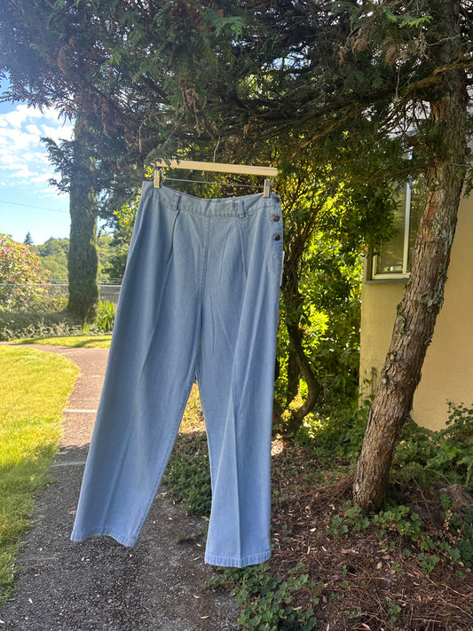 90s Blue Pleated Denim Trousers