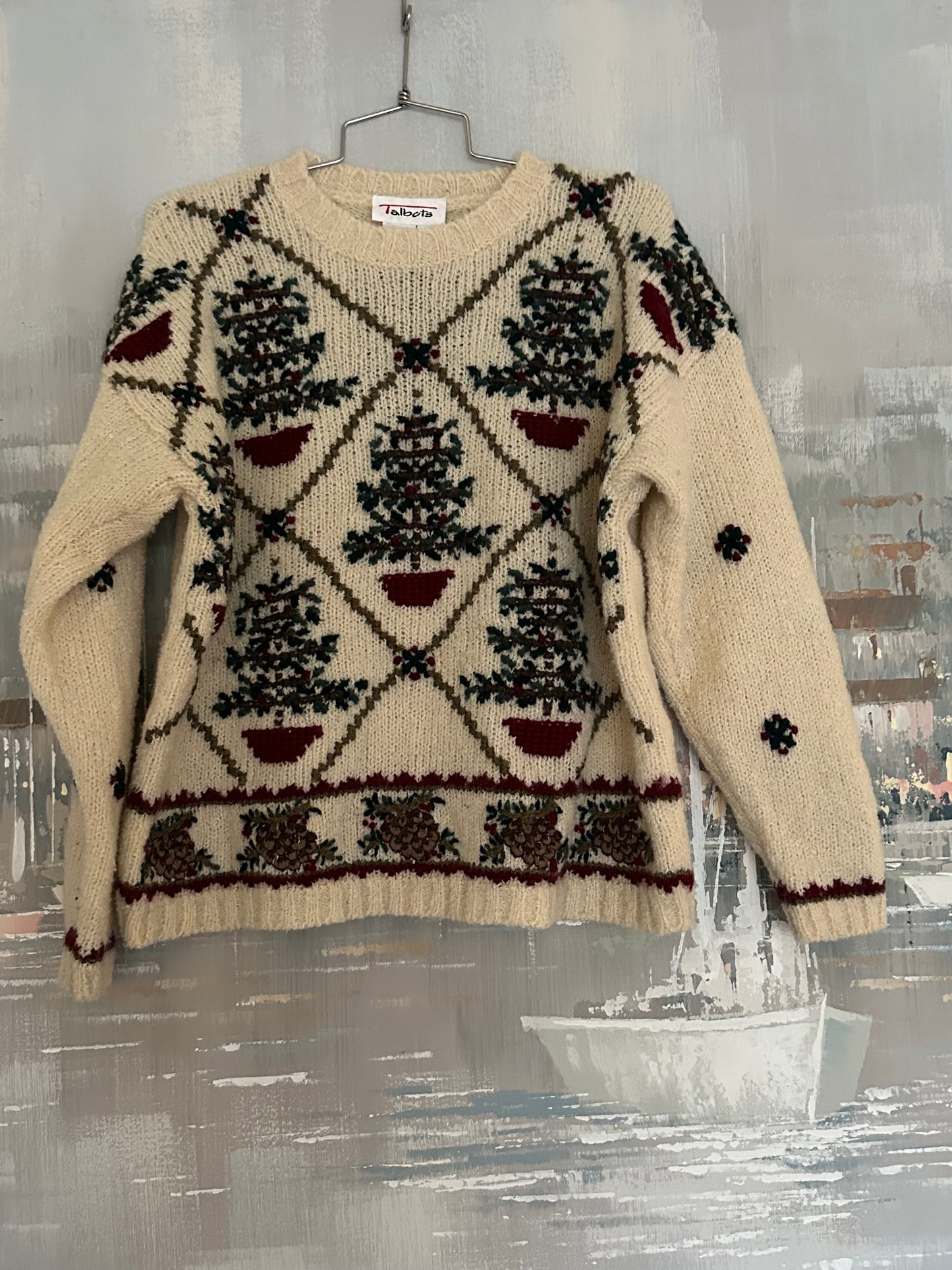 90s Wool Christmas Tree Sweater - Talbots