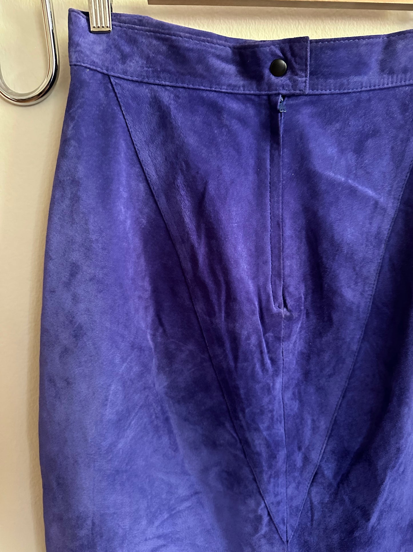 80s Blue Suede Skirt