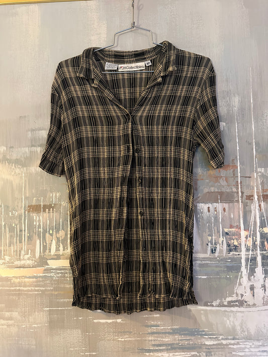 90s Black and White Plaid shirt- JH Collectables
