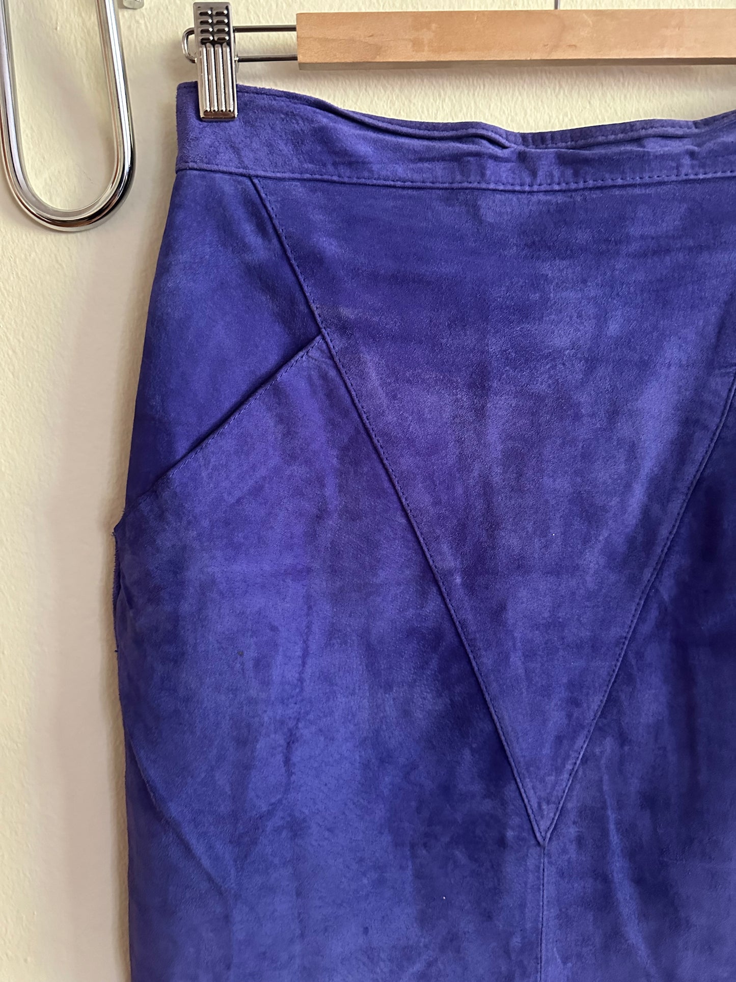 80s Blue Suede Skirt