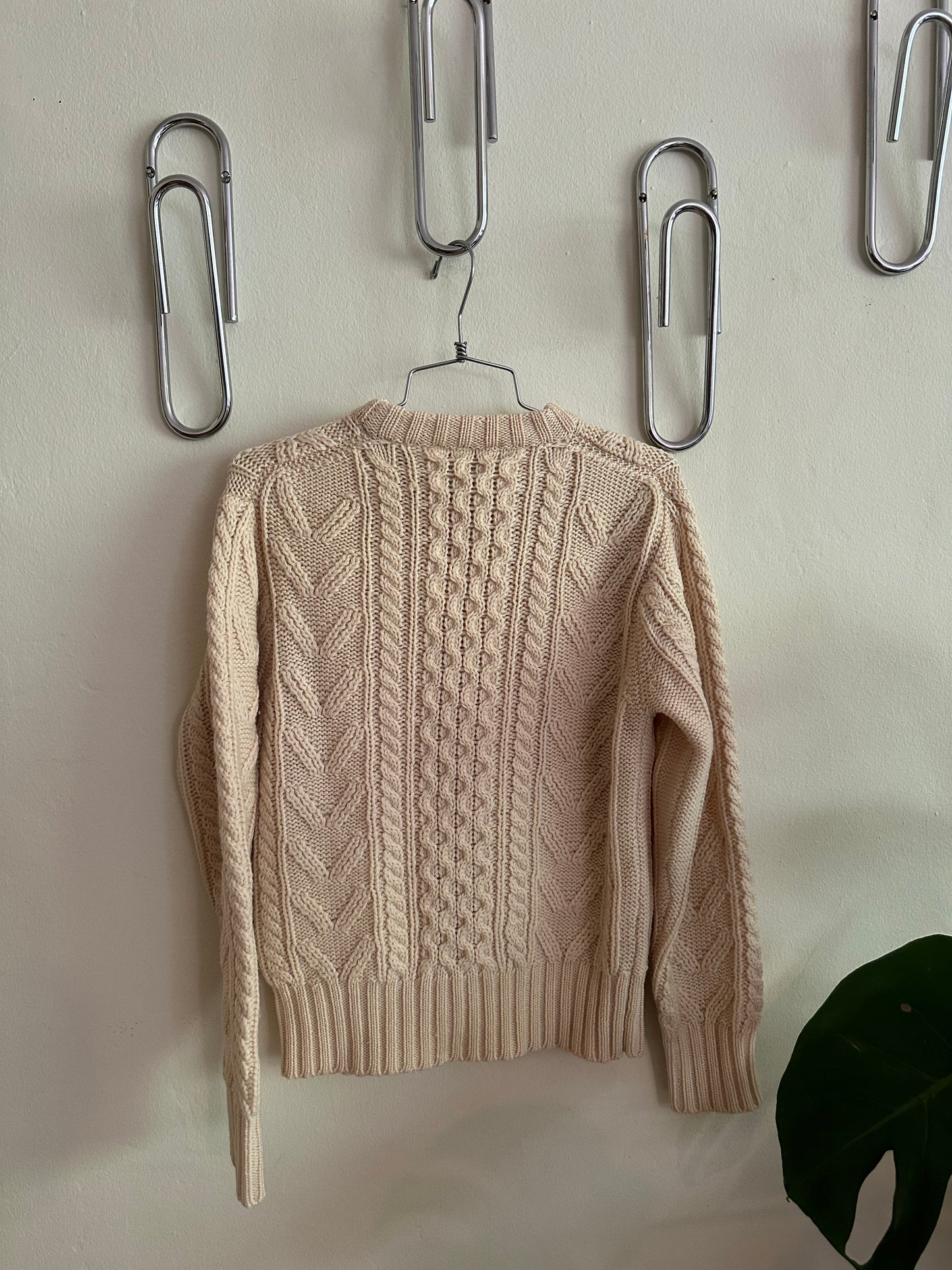 70s White Wool Fisherman Sweater